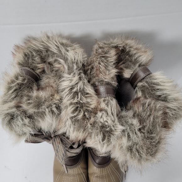 London Fog Melton 2 womens winter duck boots snow boots faux fur brown size 7 - Picture 10 of 14